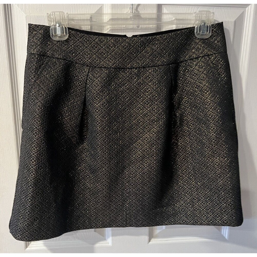 Ann Taylor Loft Skirt Womens 12 Metallic Brocade Pocket Pleated office siren New - Picture 10 of 10